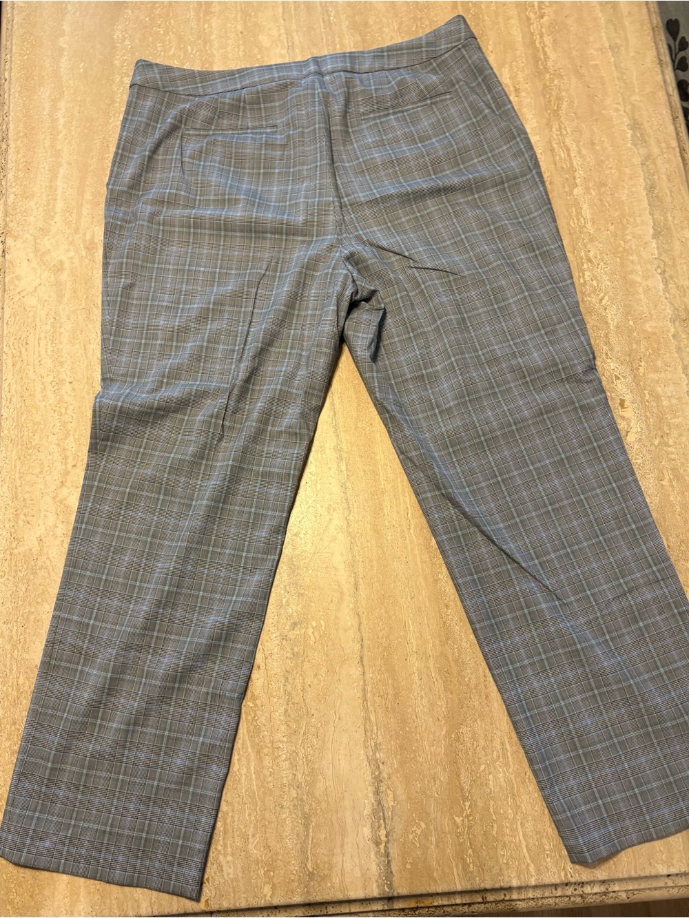 NWT Talbots Glen Plaid Ankle Dress Pants | Size 18 | Grey Blue Check Trousers - Picture 3 of 8